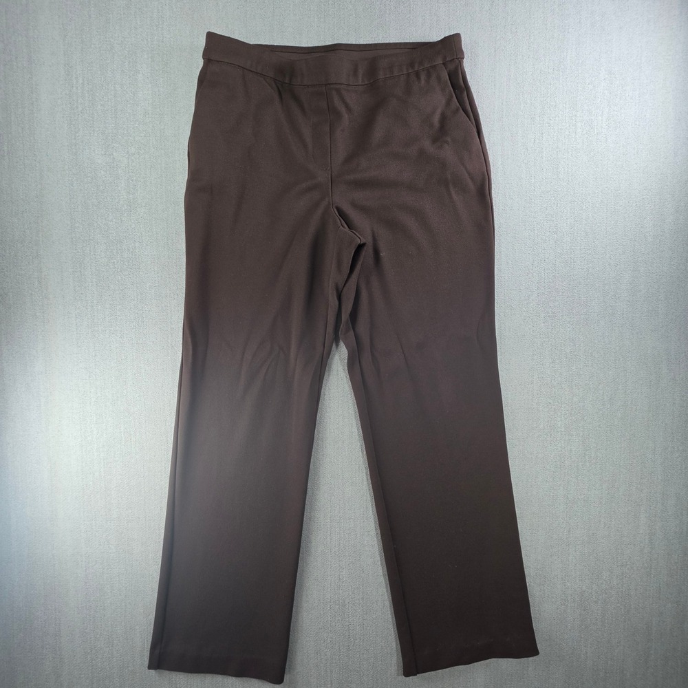 Maison d'Amélie Pants Women 10 Brown Textured Straight Leg Pull On Stretch